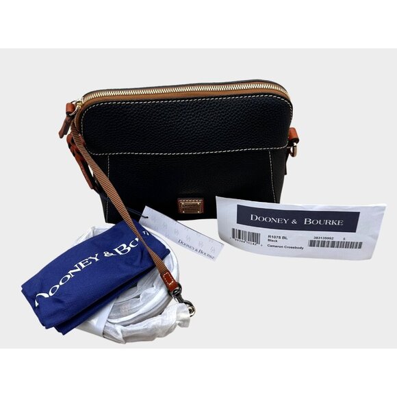 Dooney Bourke Pebble Grain Black Crossbody Bag Adjustable Strap Gold Hardware - Picture 6 of 16